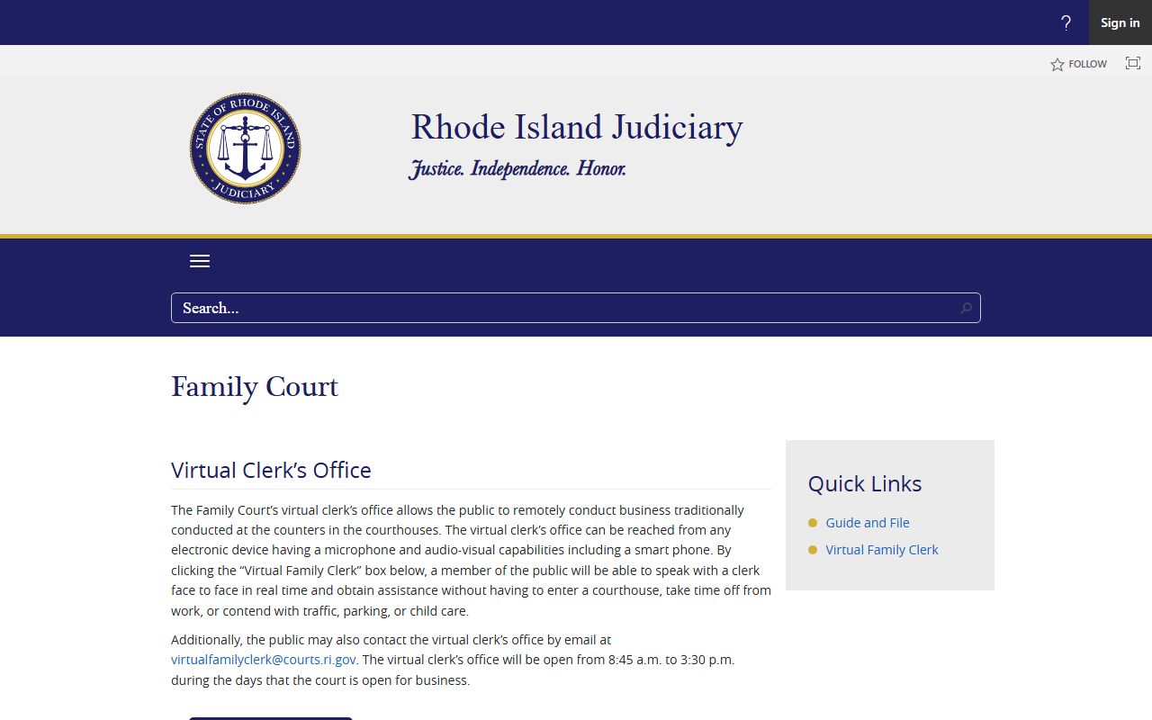 Rhode Island Family Court divorce information for Providence County