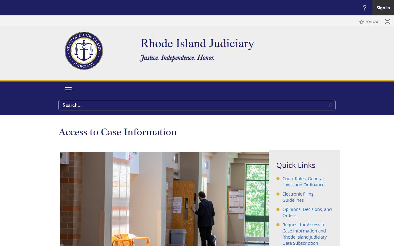 Rhode Island case information page describing Providence County court dockets