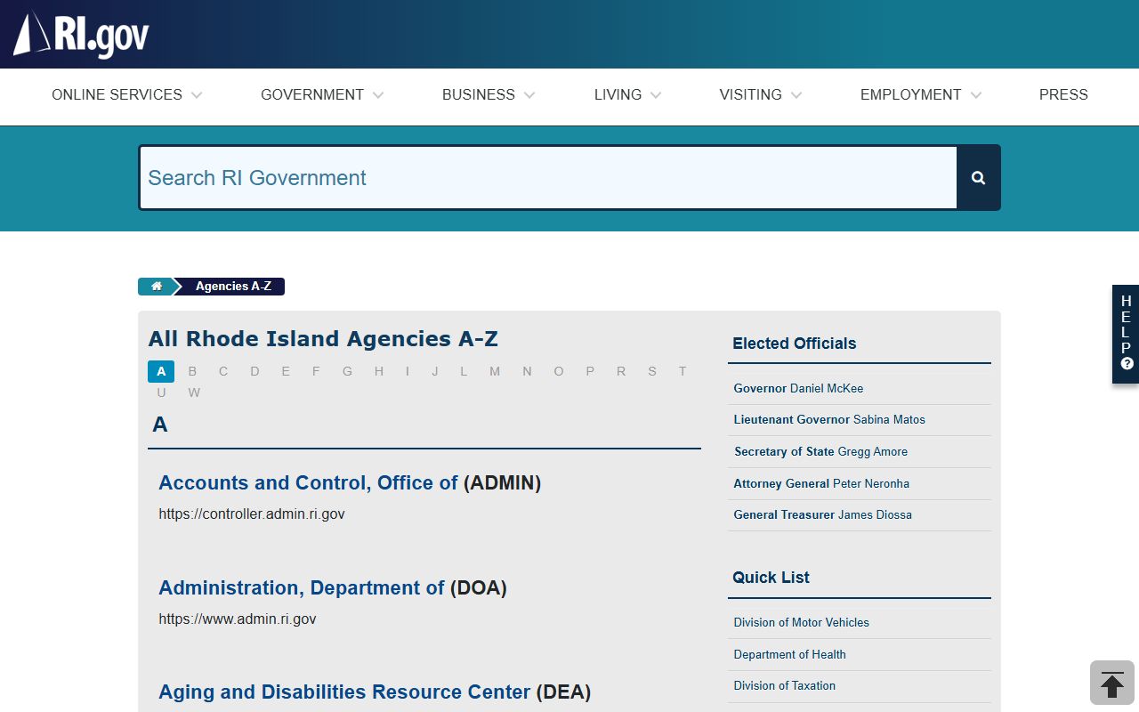 Rhode Island state agency guide for Providence County public records