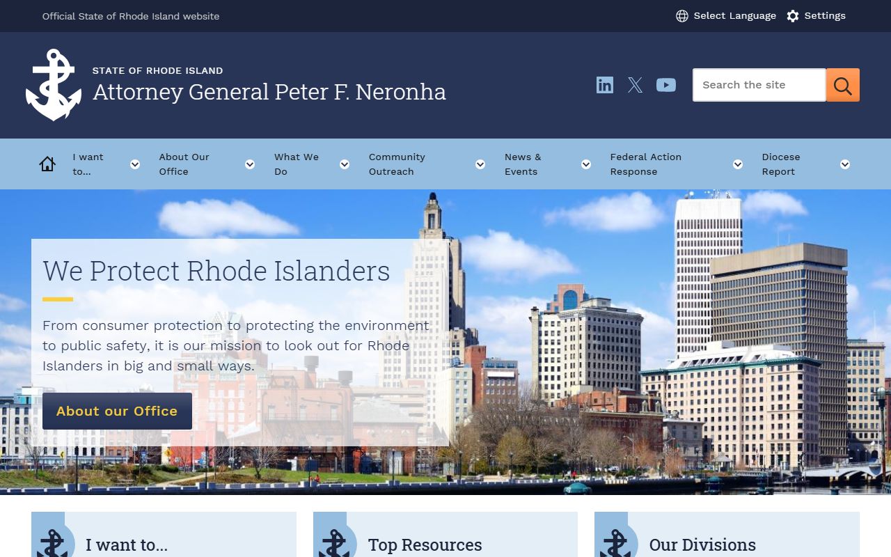 Rhode Island Attorney General site used for Providence County criminal records
