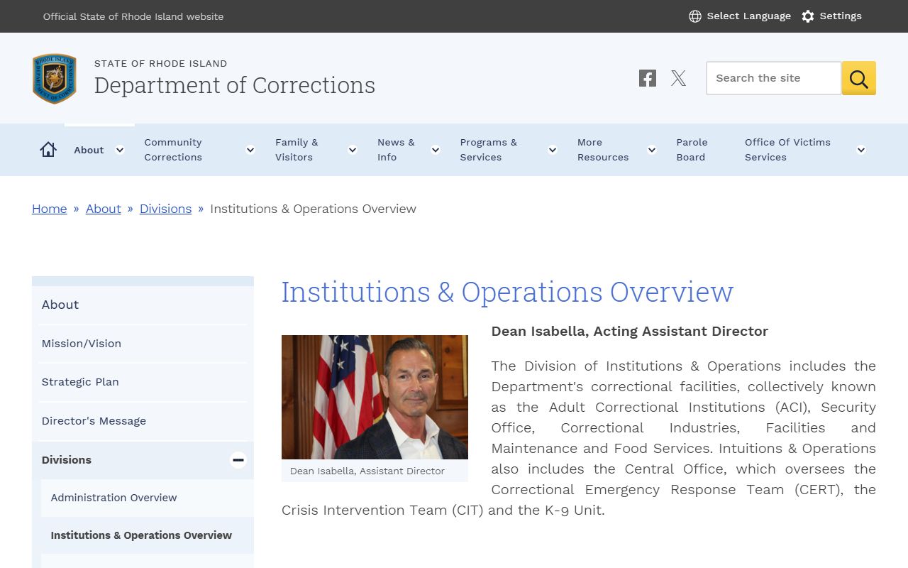 RIDOC institutions overview tied to Providence County inmate records